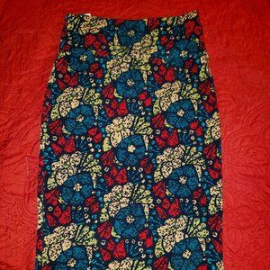 LulaRoe Knit Skirt red/blue/yellow print size XS